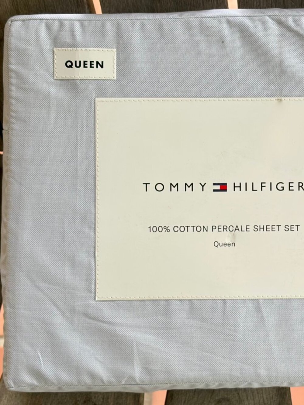 Tommy Hilfiger Queen CHRISTOPHER TEXTURE GRAY Sheet Set 100% Percale Cotton